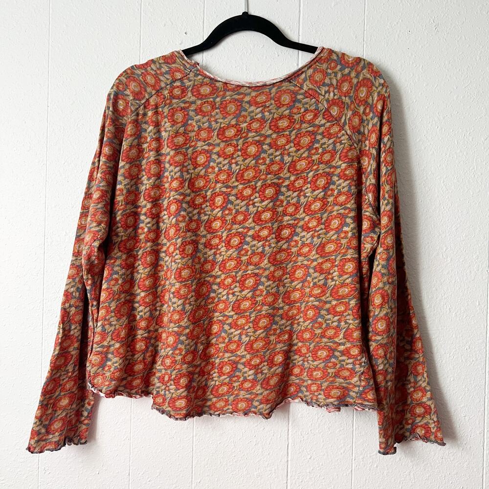 Natural Life Floral Top Womens XL Cropped Boxy Relaxed 100% Cotton Boho Slouchy - Picture 6 of 10